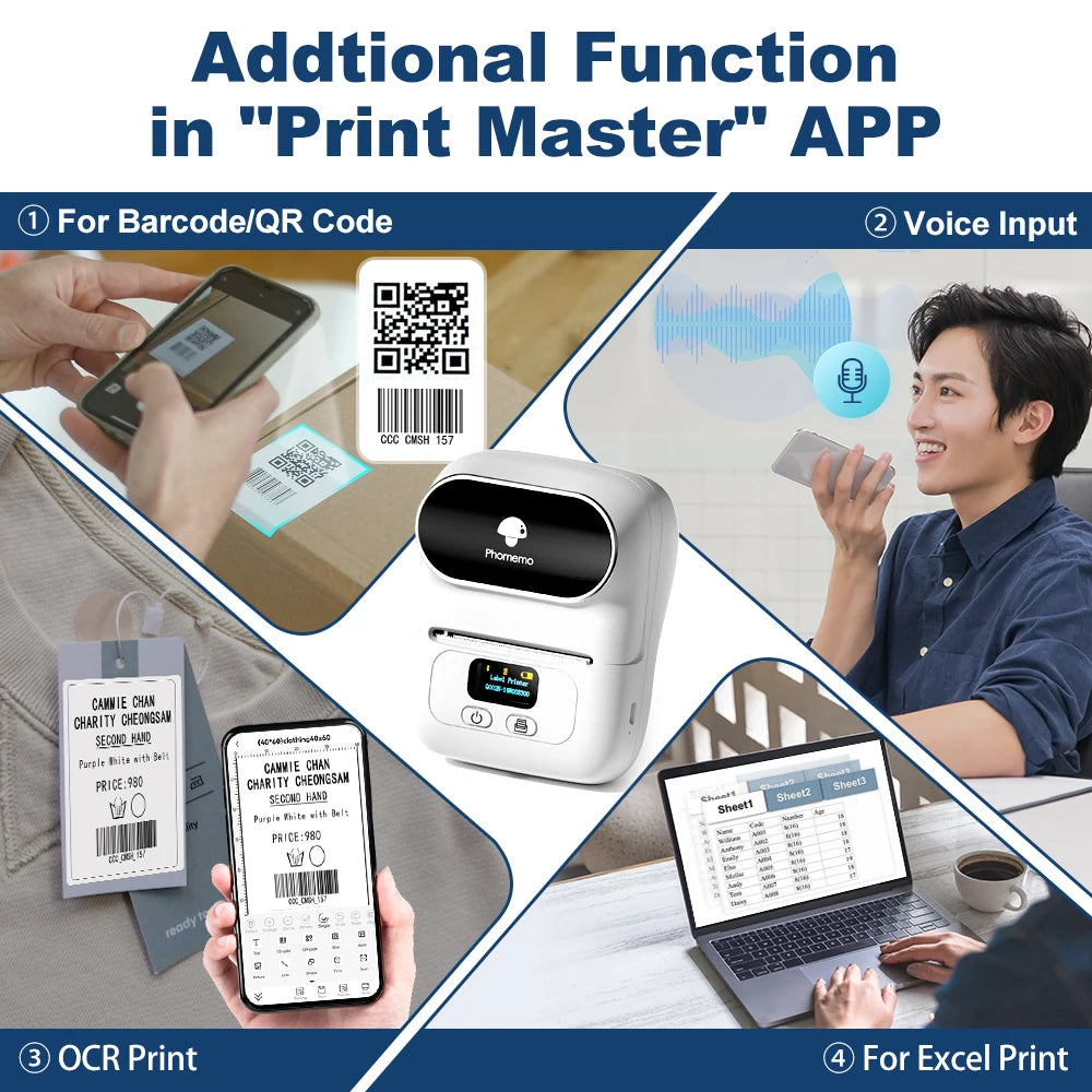 Phomemo Bluetooth M110 Mini Label / Barcode Printer | 20 - 50 MM