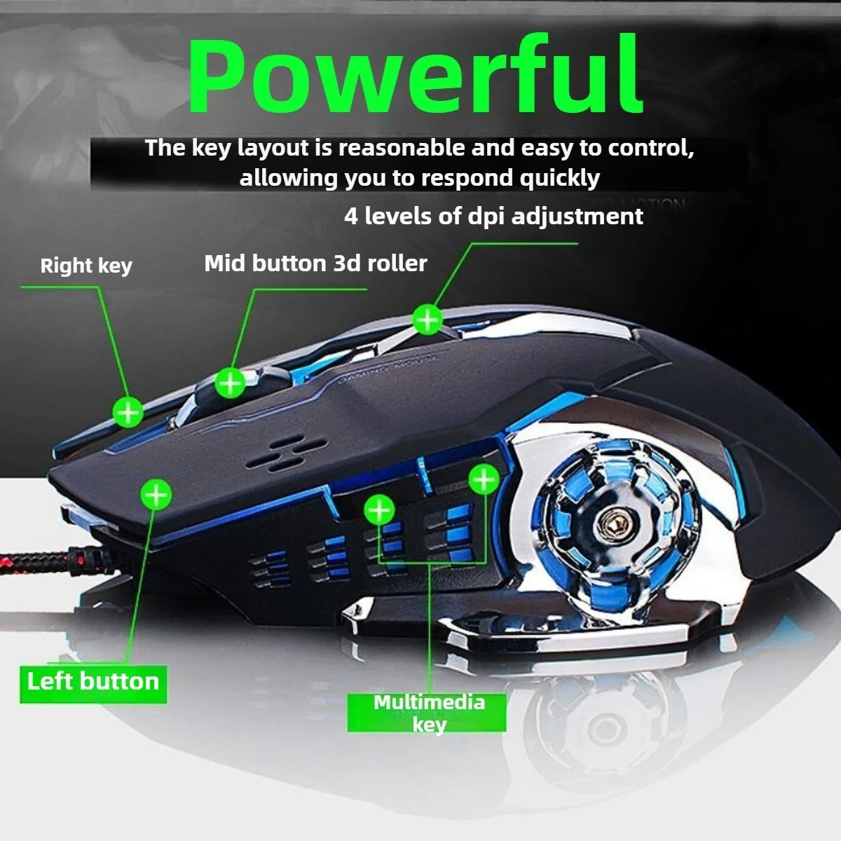 AULA S20 USB Wired 6-Key Programmable Gaming Mouse
