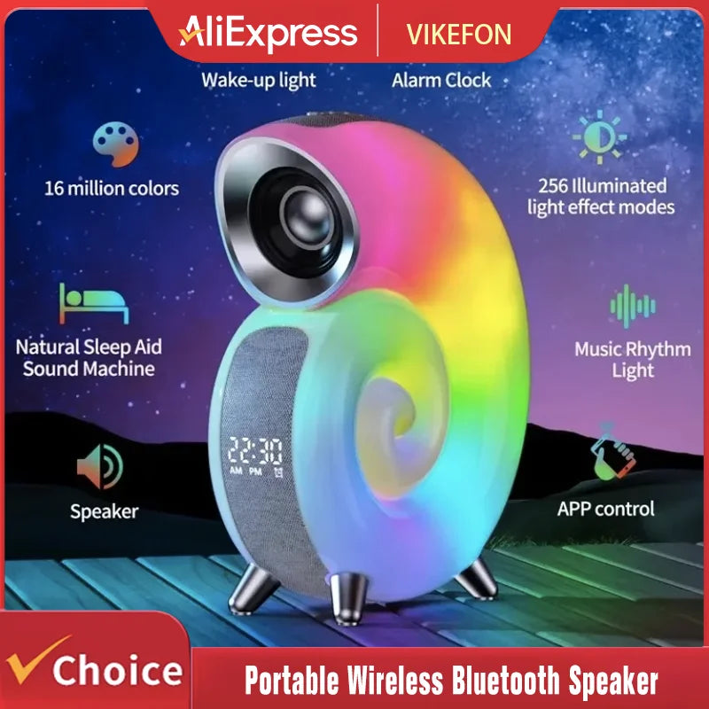 Portable Digital Alarm Clock With Bluetooth Speaker & LED Night Light