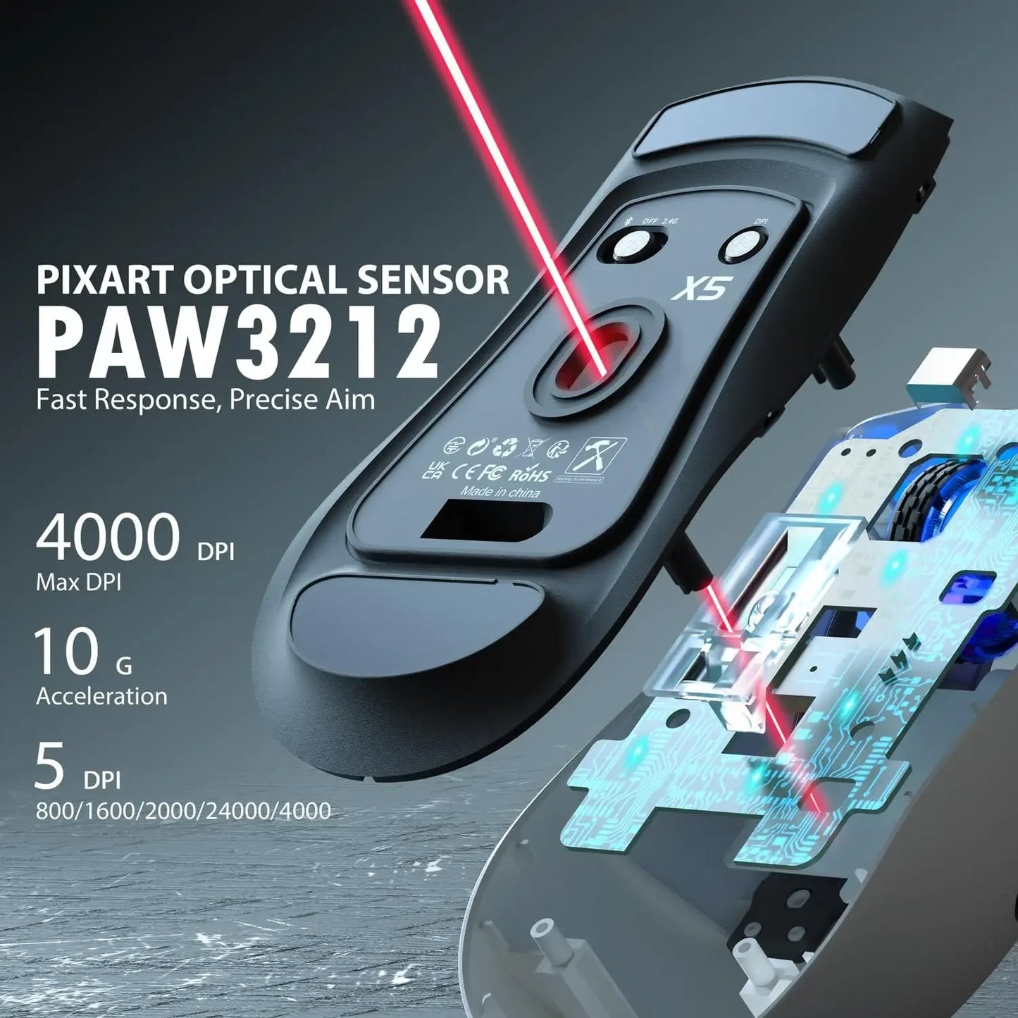 Attack Shark X5 Tri-Mode Wireless Rechargeable Gaming Mouse