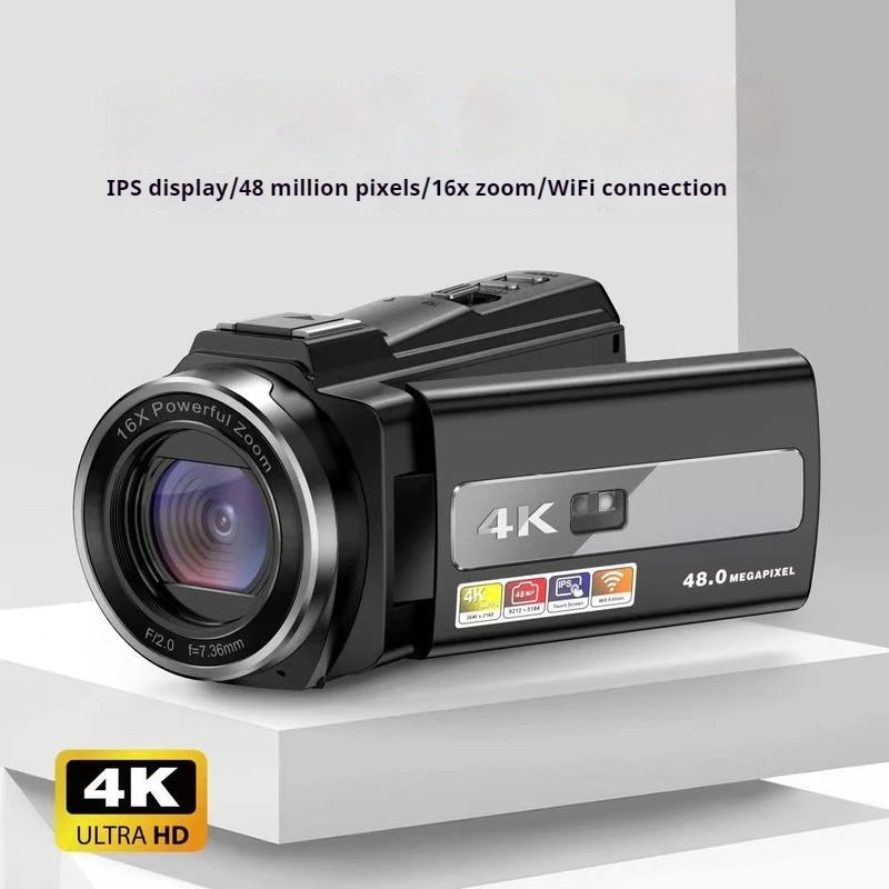 HD 4K Digital Camera, Flip-Out Screen, Electronic Image Stabilization