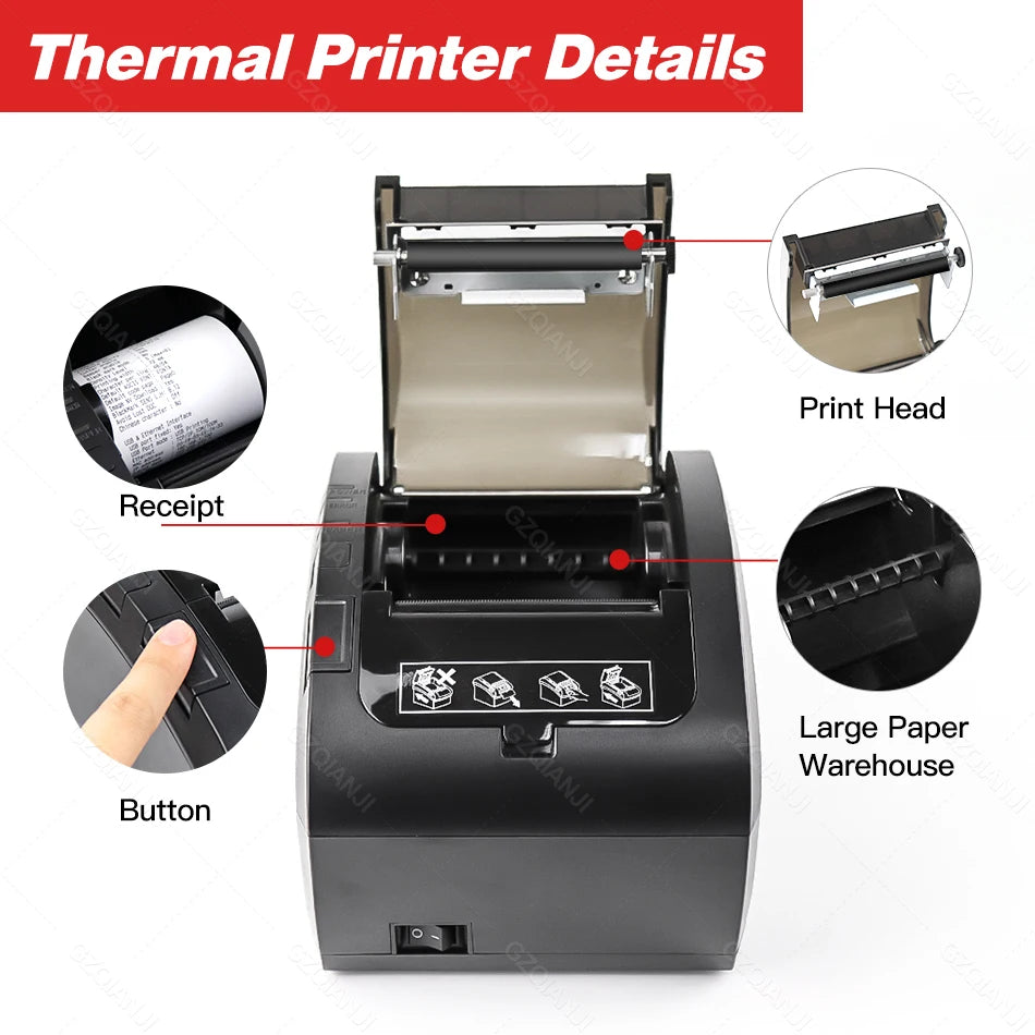 Desktop 80 MM Ethernet / USB Thermal Label Printer for Android/iOS/Windows