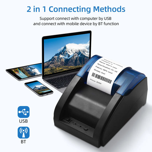58 MM Bluetooth / USB Thermal Label Printer for Android/iOS/Windows Bonkers for Tech Toys