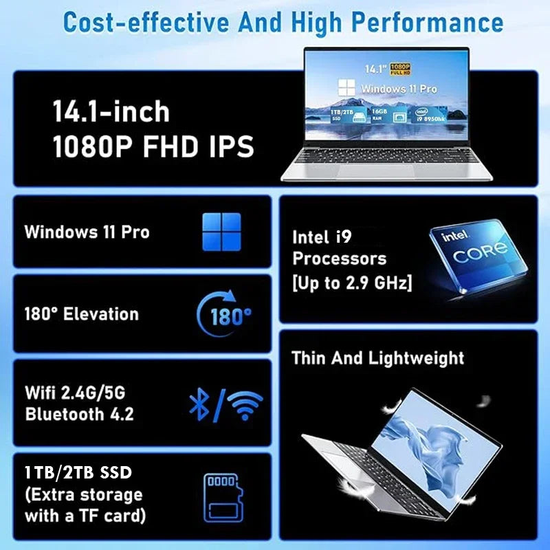 8950HK 14.1" Windows 11 Pro Intel Core i9 Laptop | 16GB RAM 1/2TB SSD