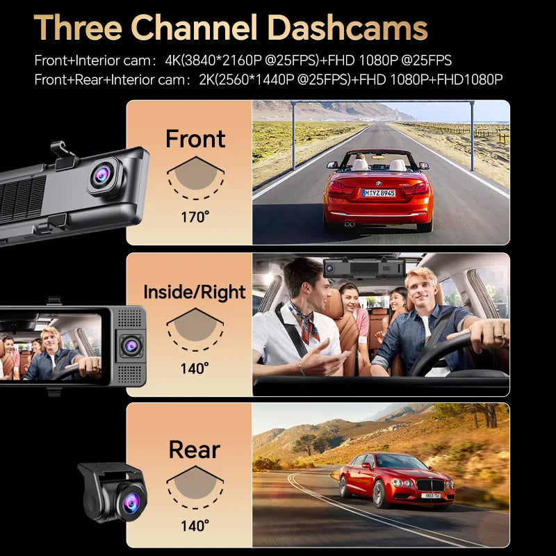 H330 Dash Cam HD 1080P Front + Interior + Rear Camera