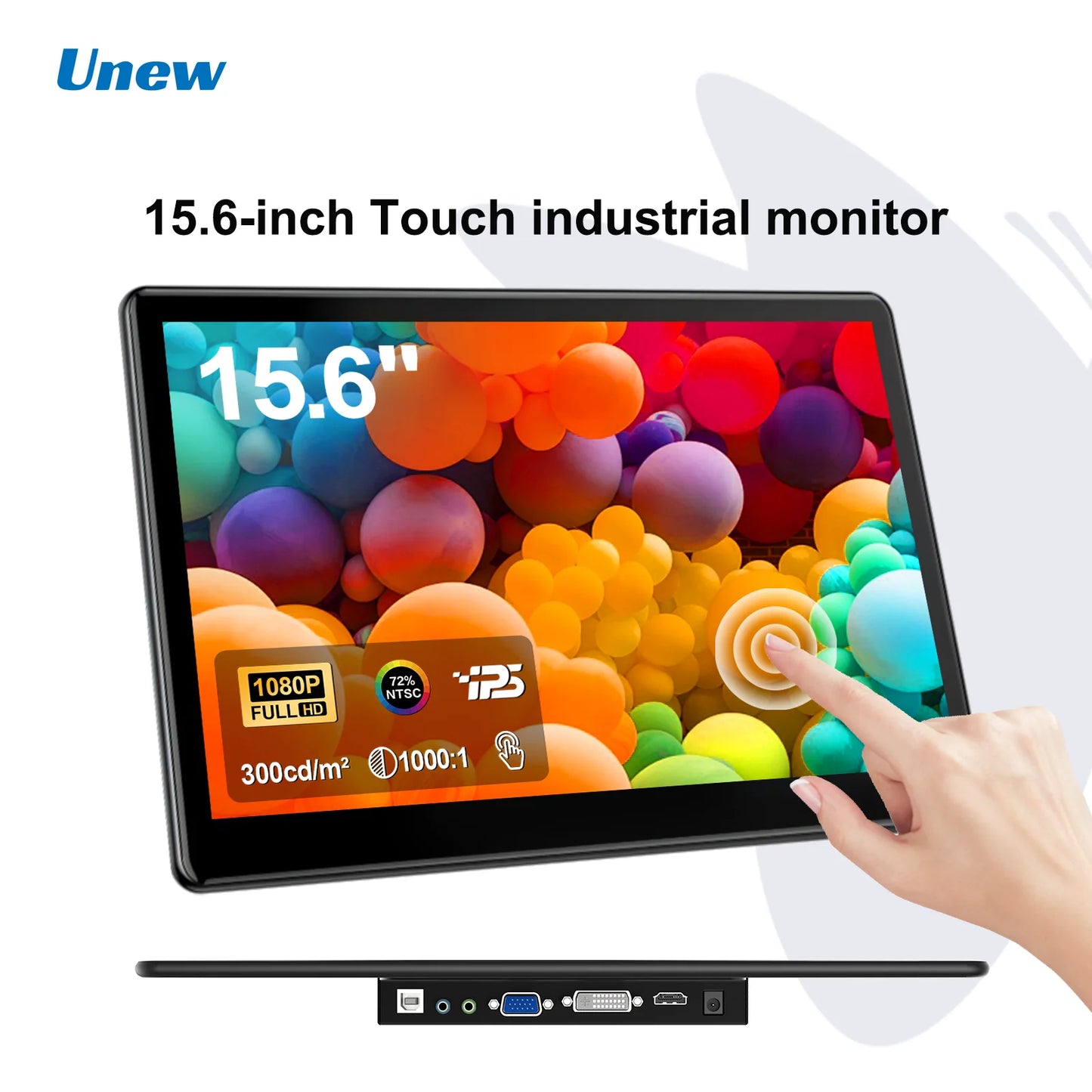 Unew 15.6" 1080P Industrial Touchscreen Monitor | HDMI Type-C