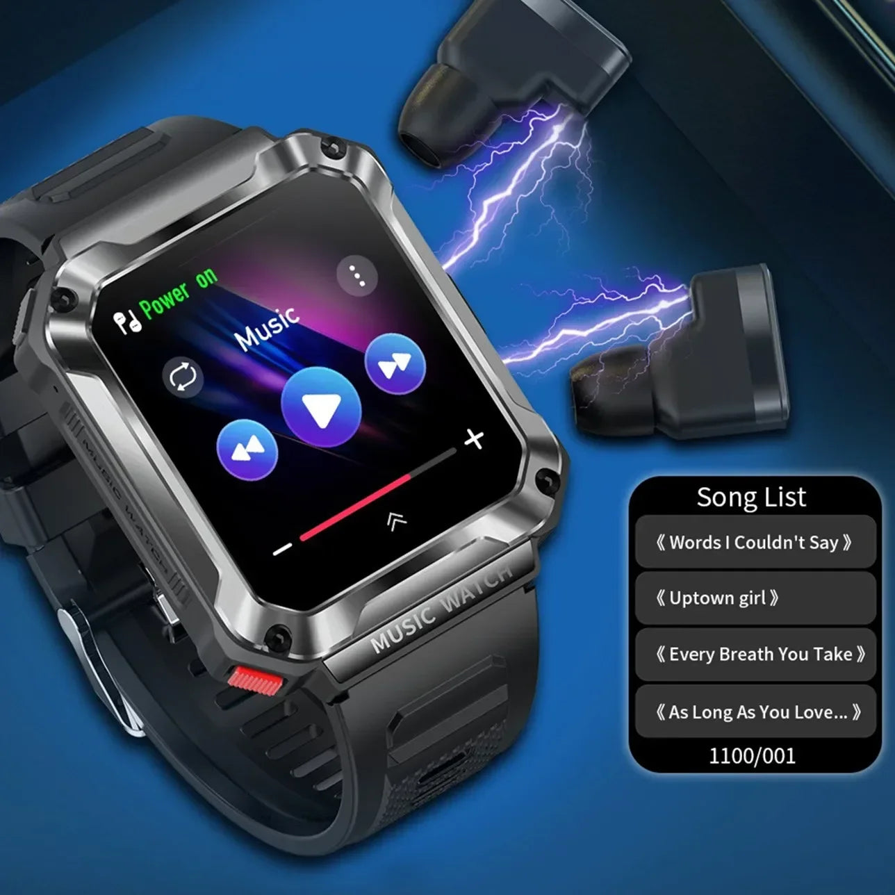 Mens Bluetooth Waterpoof Sports Smart Watch With 1.96" HD Screen