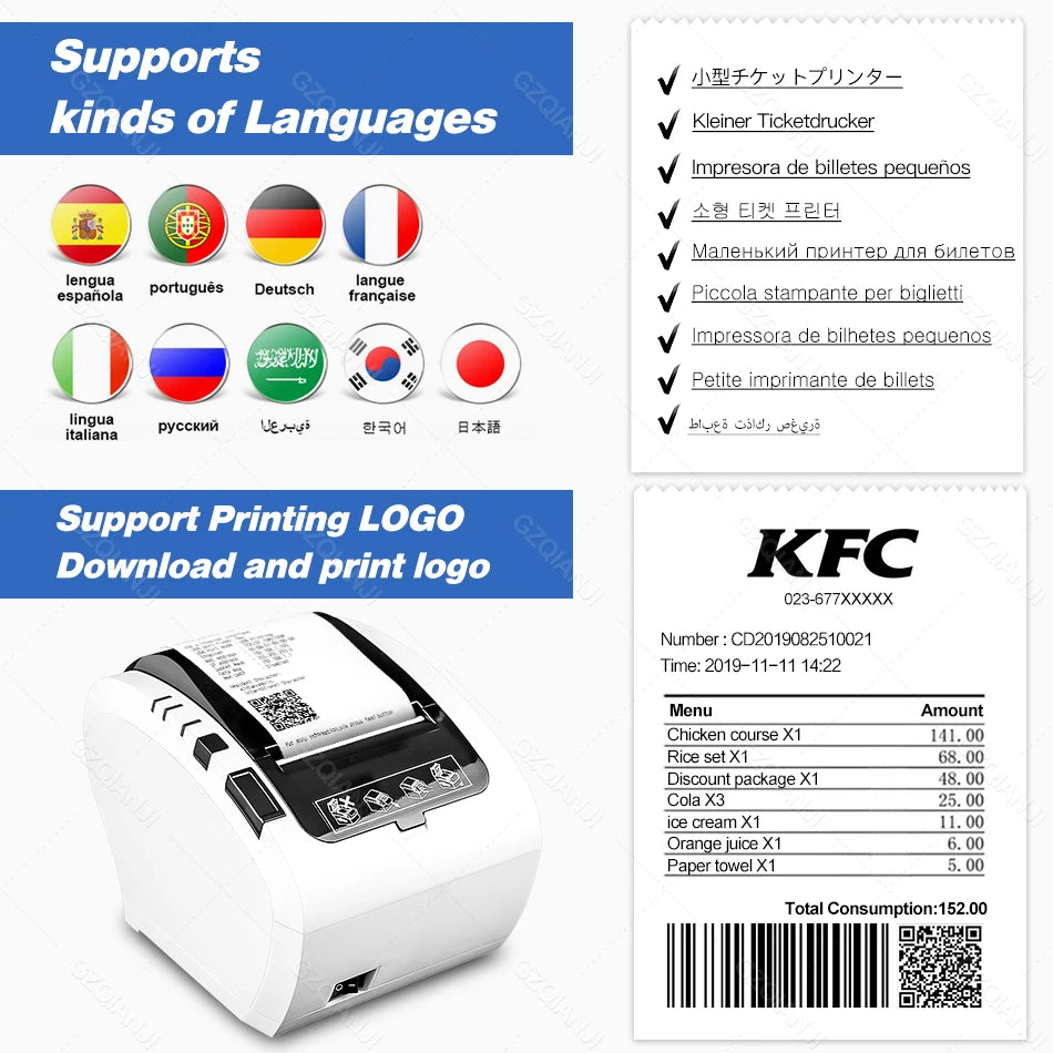 Desktop 80 MM Ethernet / USB Thermal Label Printer for Android/iOS/Windows