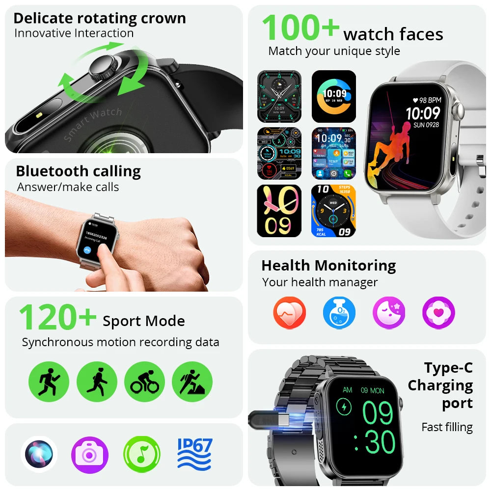 COLMI P80 Type-C Men & Women's Health Monitoring Smartwatch