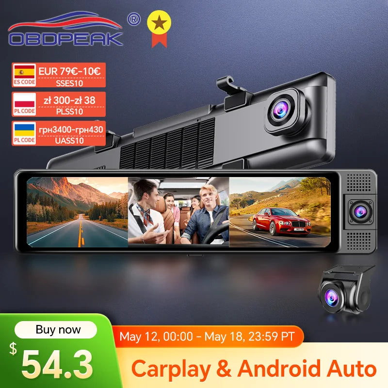 H330 Dash Cam HD 1080P Front + Interior + Rear Camera