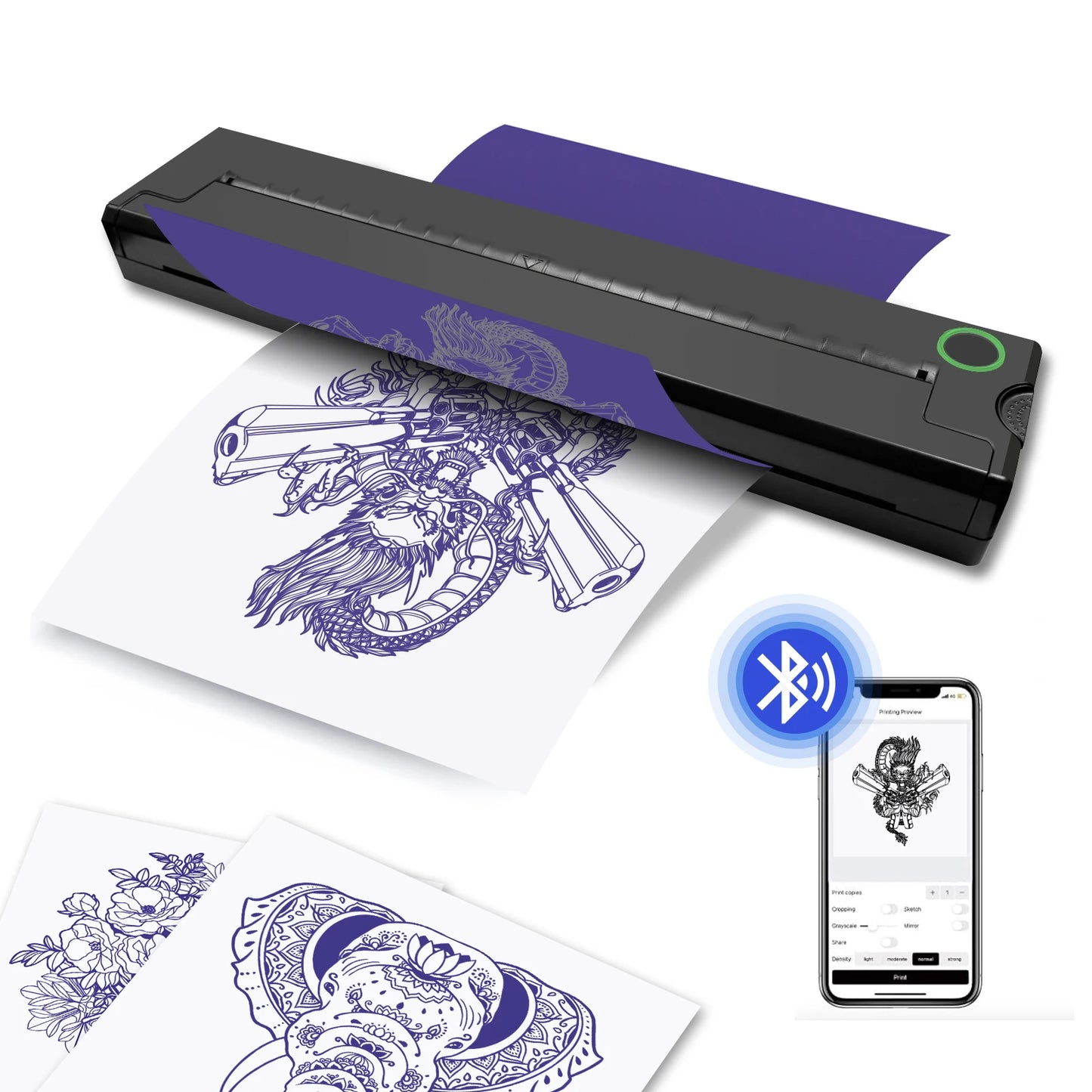 This wireless and ink free thermal transfer printer is perfect for creating pre-designed tattoo stencils.