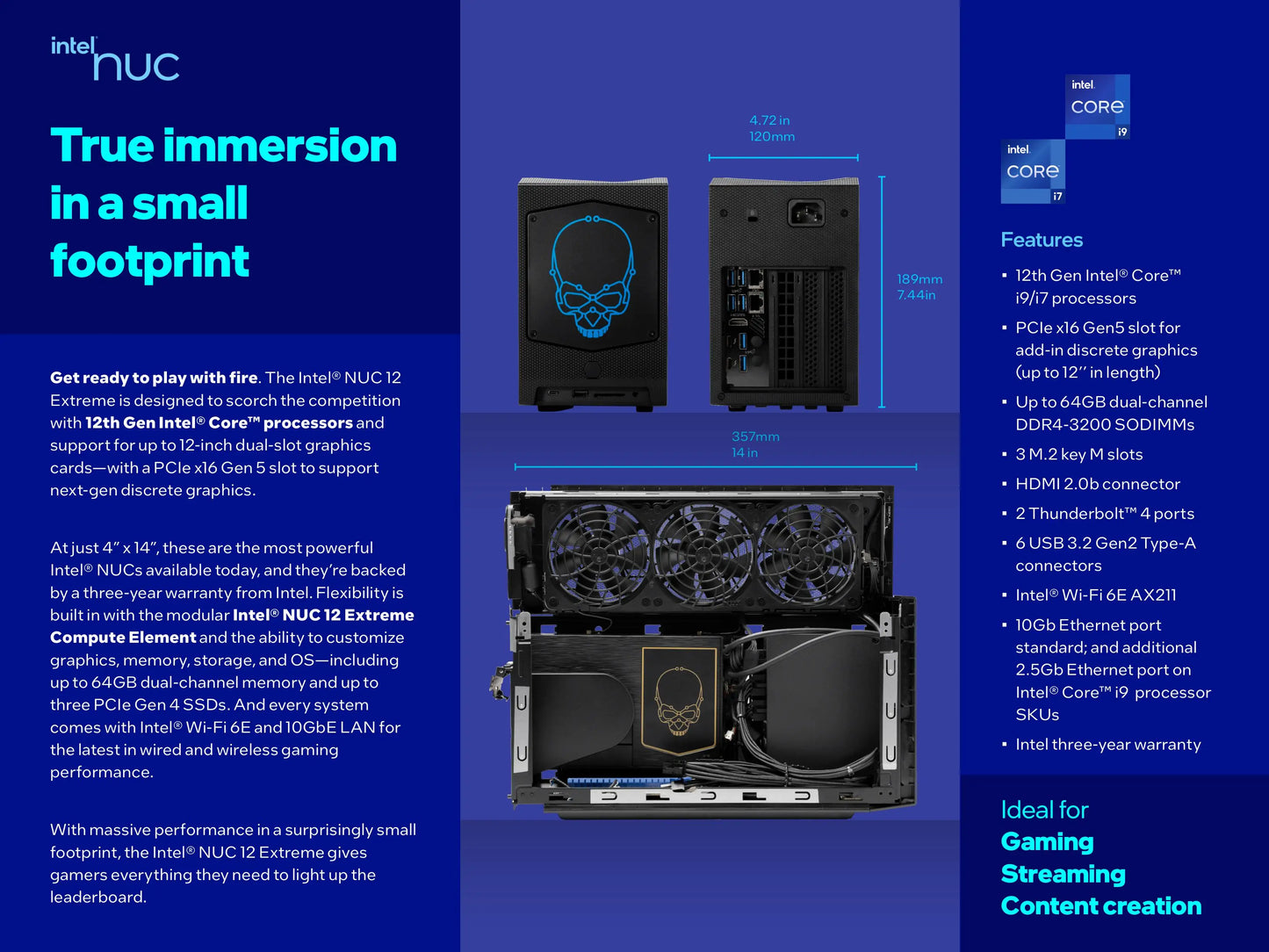 NUC12DCMi7 Mini Gaming PC Intel 12th Core i7-12700 Extreme DDR4 Dual Channel