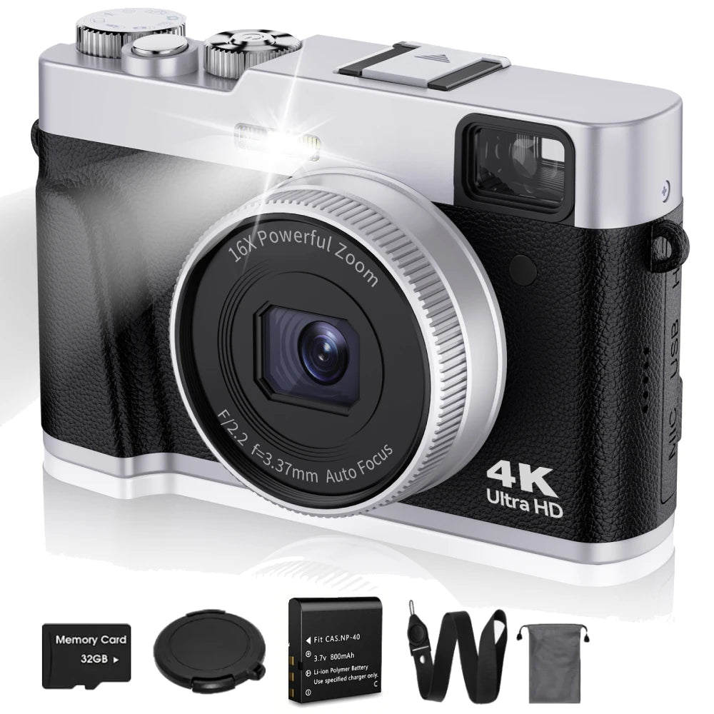 4K Digital Camera Auto Focus 48MP Vlogging Camera for YouTube
