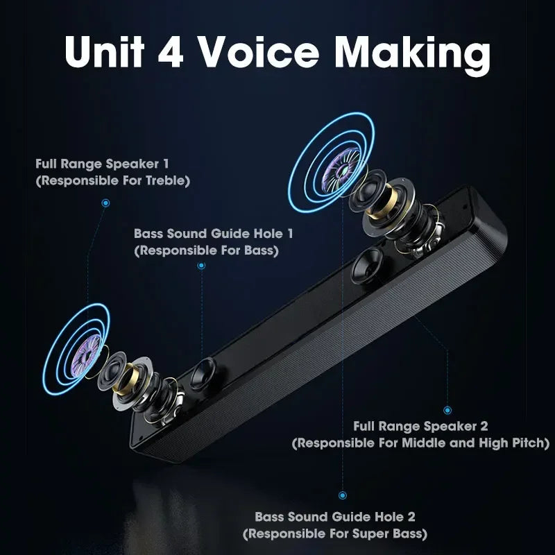 Bluetooth 4D Computer & Home Theater Surround Sound Speaker Bar