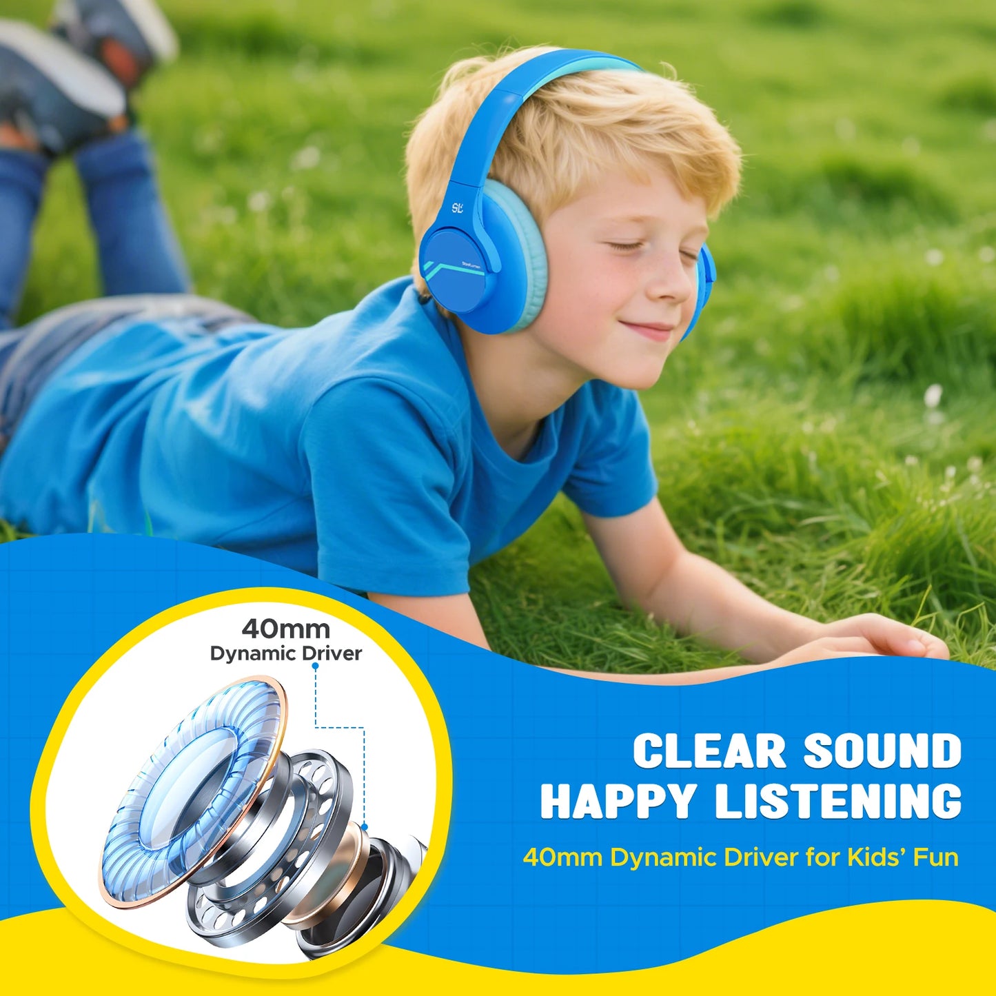 Wireless Bluetooth Over-Ear Headphones for Kids with Noise Cancellation
