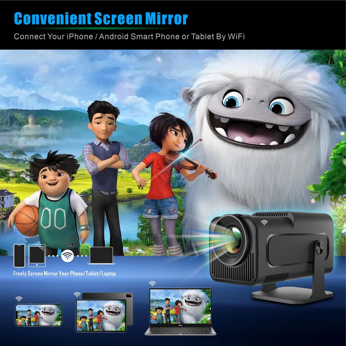 Salange Bluetooth HY320 1080P HD Portable Video Projector