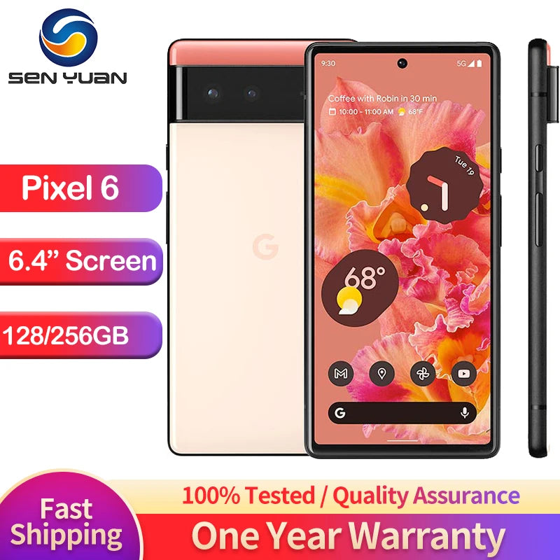 New Unlocked Google Pixel 6 5G 6.4" 8GB RAM 128GB 256GB ROM Tensor Octa Core