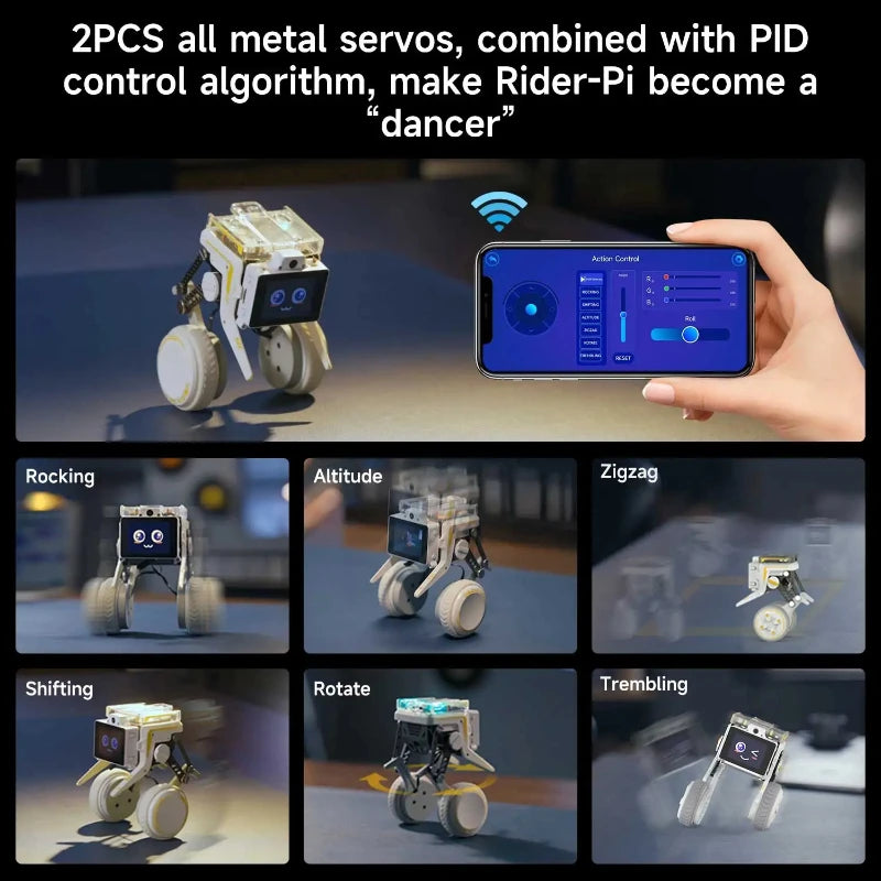 Rider-Pi Raspberry CM4 Bipedal Robot Car Two-Wheel Self-Balancing Vehicle