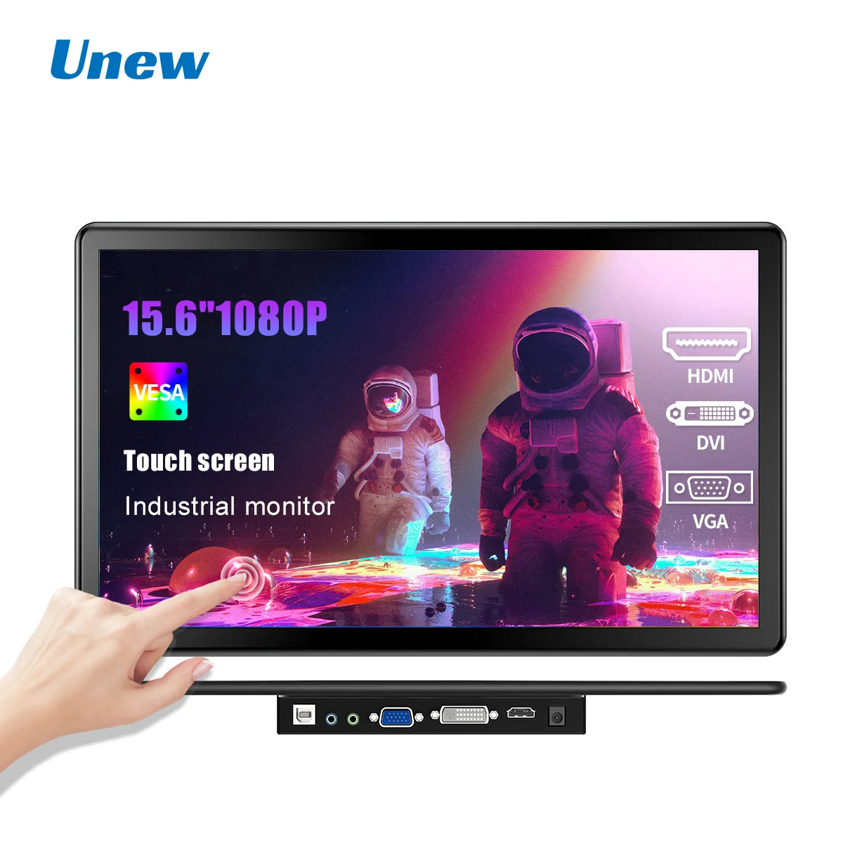 Unew 15.6" 1080P Industrial Touchscreen Monitor | HDMI Type-C
